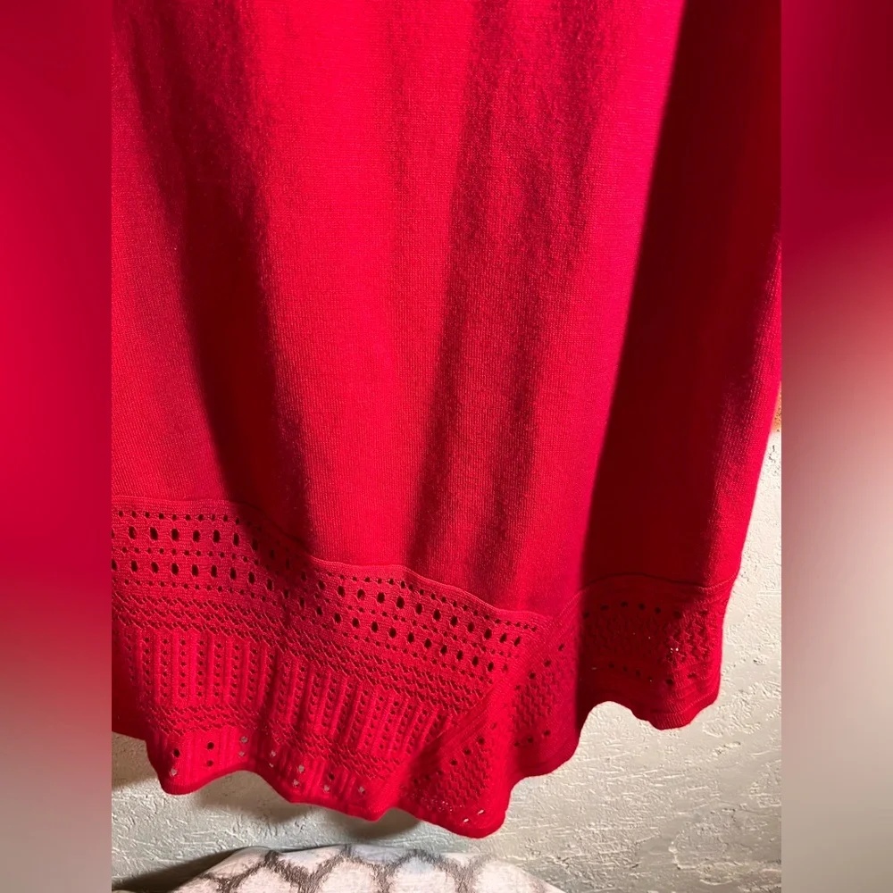 Kim Rogers Red Crochet Sweater 1X holiday